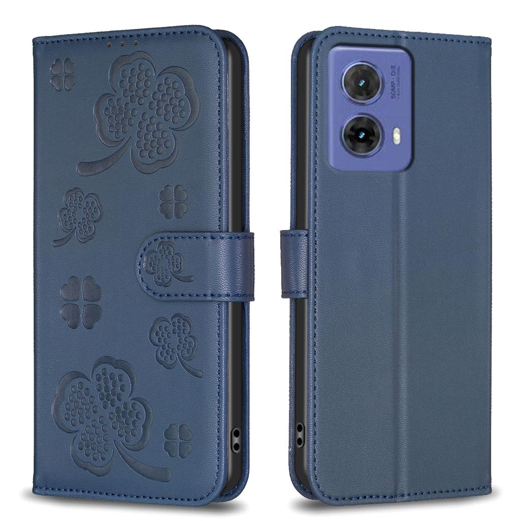 Lucky Clover Four Leaf Clover Pattern PU Leather Card Slots Wallet Phone Case for Motorola Moto G85,Edge 50 Pro,G04,G24,G34,Edge 40 Neo,G84,G54,G14...