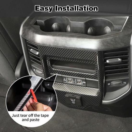 For 2019-2024 Dodge RAM 1500 Carbon Fiber Rear Control Panel Air Vent Cover Trim