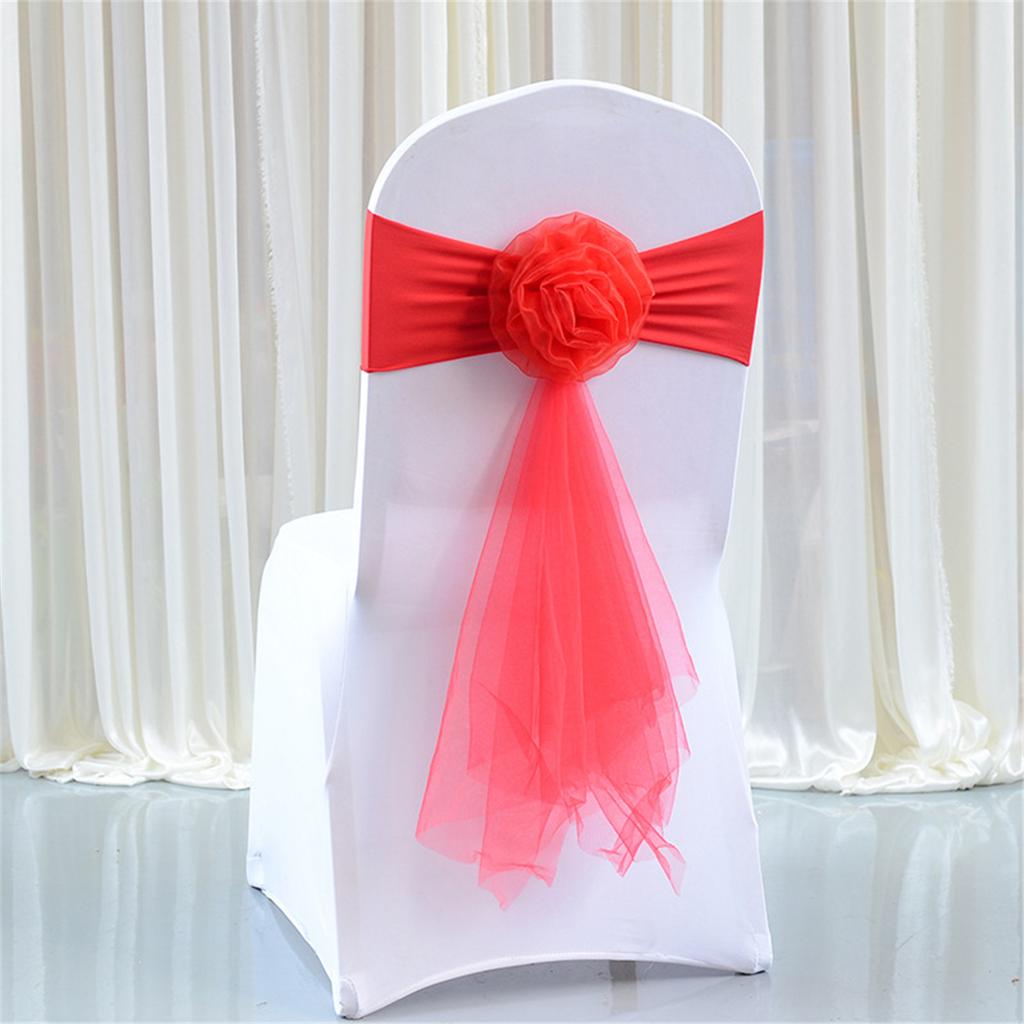 Elastic Chair Ties Spandex Chair Sashes Bows Stretchable Chair Sash Bows for Reception and Ceremony Decorations