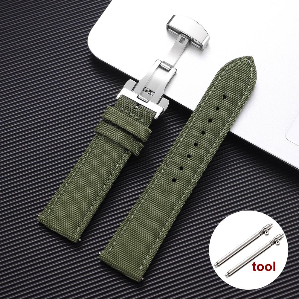 Waterproof Sailcloth Watch Band Premium Sailcloth Strap Butterfly Clasp Durable Nylon Quick Release Bracelet 20mm 22mm Wristbelt