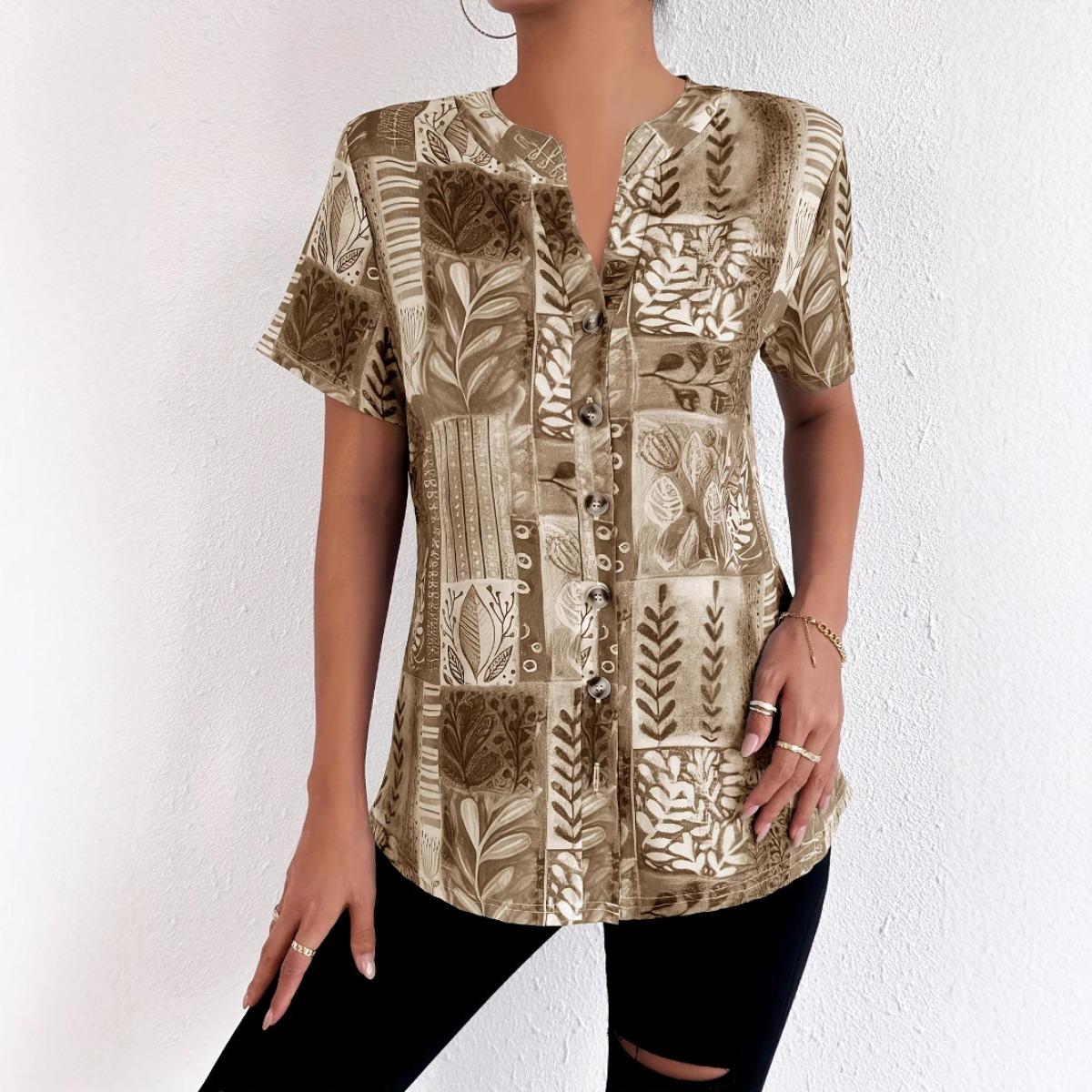 

Summer Spring Women s Printed Short Sleeve Cardigan T-shirt, Fashion Casual Tops for Women, European American Style Crossbody Outwear 5XL хакі