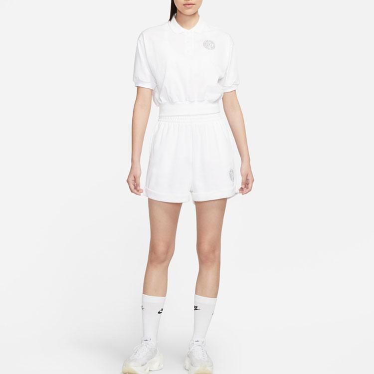 Nike Solid Color Casual Waist Short Sleeve Drop Shoulder T-Shirt Women Tops White CZ8223-100