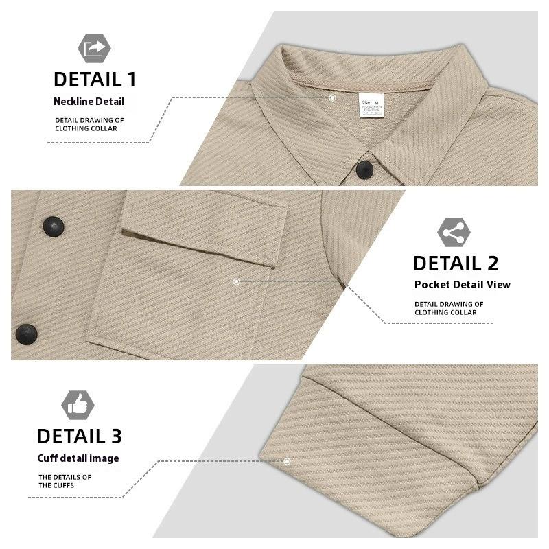 Autumn Casual Heavyweight Twill Lapel Long-sleeved Top European and American Single-breasted Men's Solid Color Slim-fit Jacket