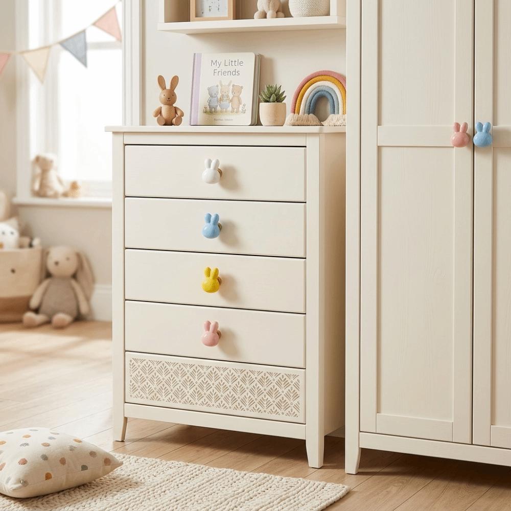 Solid Metal Thread Rabbit Knobs Single Hole Cabinet Knobs Cartoon Furniture Handles Dresser