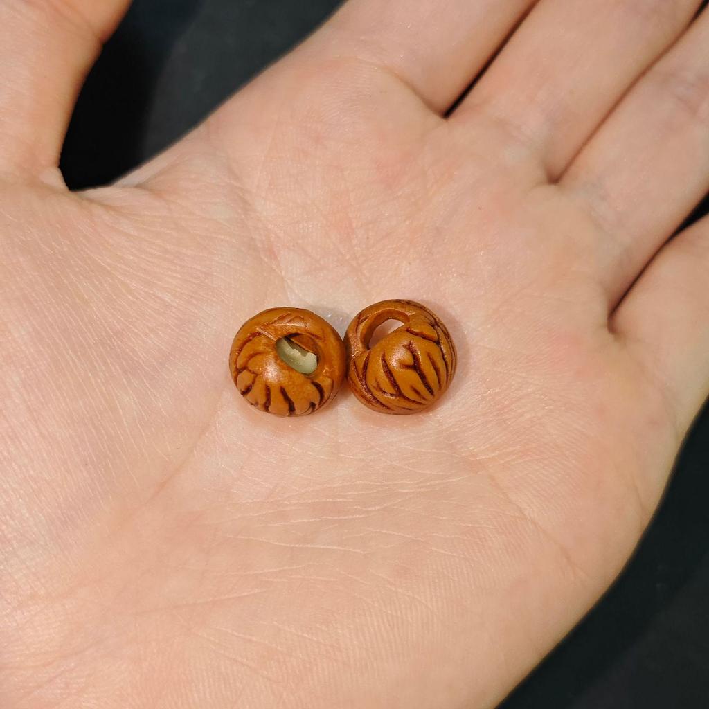 Finely Polished Natural Peach Pit Carved Basket for Children & Pregnant Women - DIY Woven Small Accessory for Body Protection
