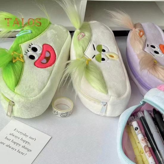 Funny Fried Hair Pencil Case DIY Long Hair Doll Pencil Case Box Large Capacity Zipper Organizer Storage Bag Stationery Organizer