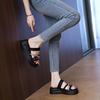 Muffin super fire one-word drag 2025 summer new thick-soled Roman sandals female sandals two wear fairy wind beach shoes
