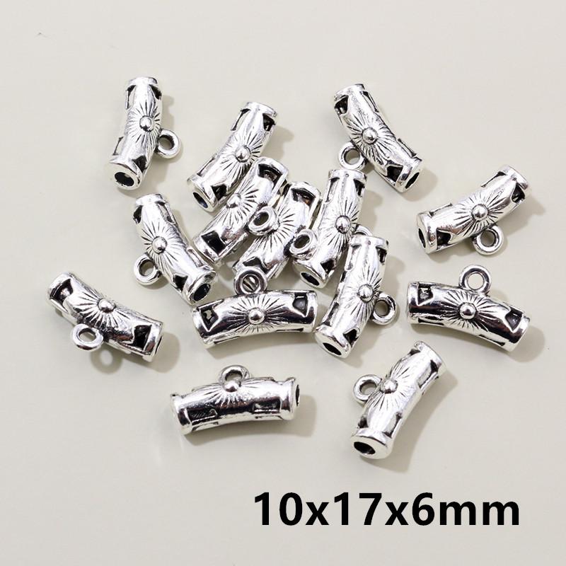 20pcs DIY Handmade Beads Tube Bails Pendants Jewelry Making DIY Necklace Antique Silver Color Bails Pendant Charm Connector