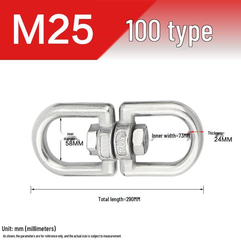 304 Stainless Steel Swivel Chain Shackle for Dog Chains and Connectors (M4, M5, M6, M8).