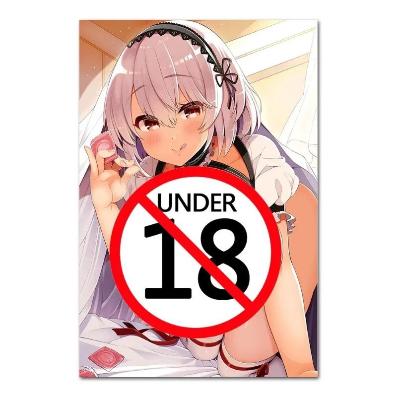 Anime krásná dívka sexy služka tisk plakát manga plátno malba nástěnné obrázky obývací pokoj ložnice domácí dekorace