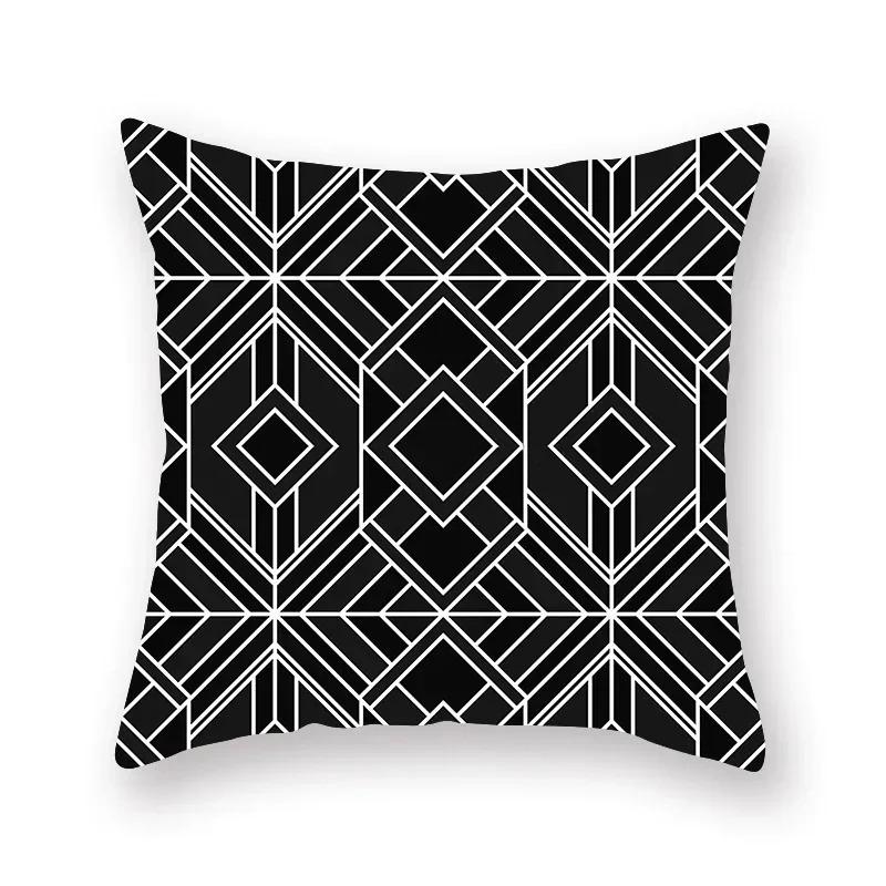 Marble Sofa Decoration Gold Black Geometric Cushion Cover Sofa Stripe Bedroom Living Room Throw Pillow Cover