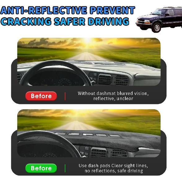 POSAID Dash Cover for 1998-2004 Chevy S10/ GMC Sonoma, Dashboard Cover for 1998-2005 Chevrolet Blazer, Dashboard Dash Mats for 1998-2001 GMC Jimmy,