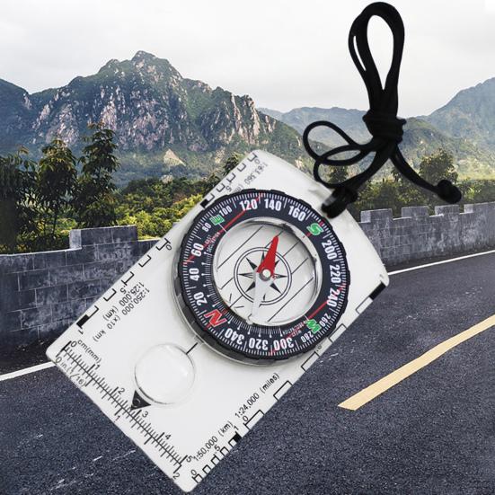 Outdoor-Kompass mit Lupe, Lineal, Skala, Multifunktional, Camping, Wandern, Rucksackreisen, Survival, Orientierungslauf-Kompass, Navigationswerkzeug