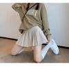 Women's High Waist Pleated Skirt A Line Slim Solid Color Preppy Mini Skirt Casual Skirt