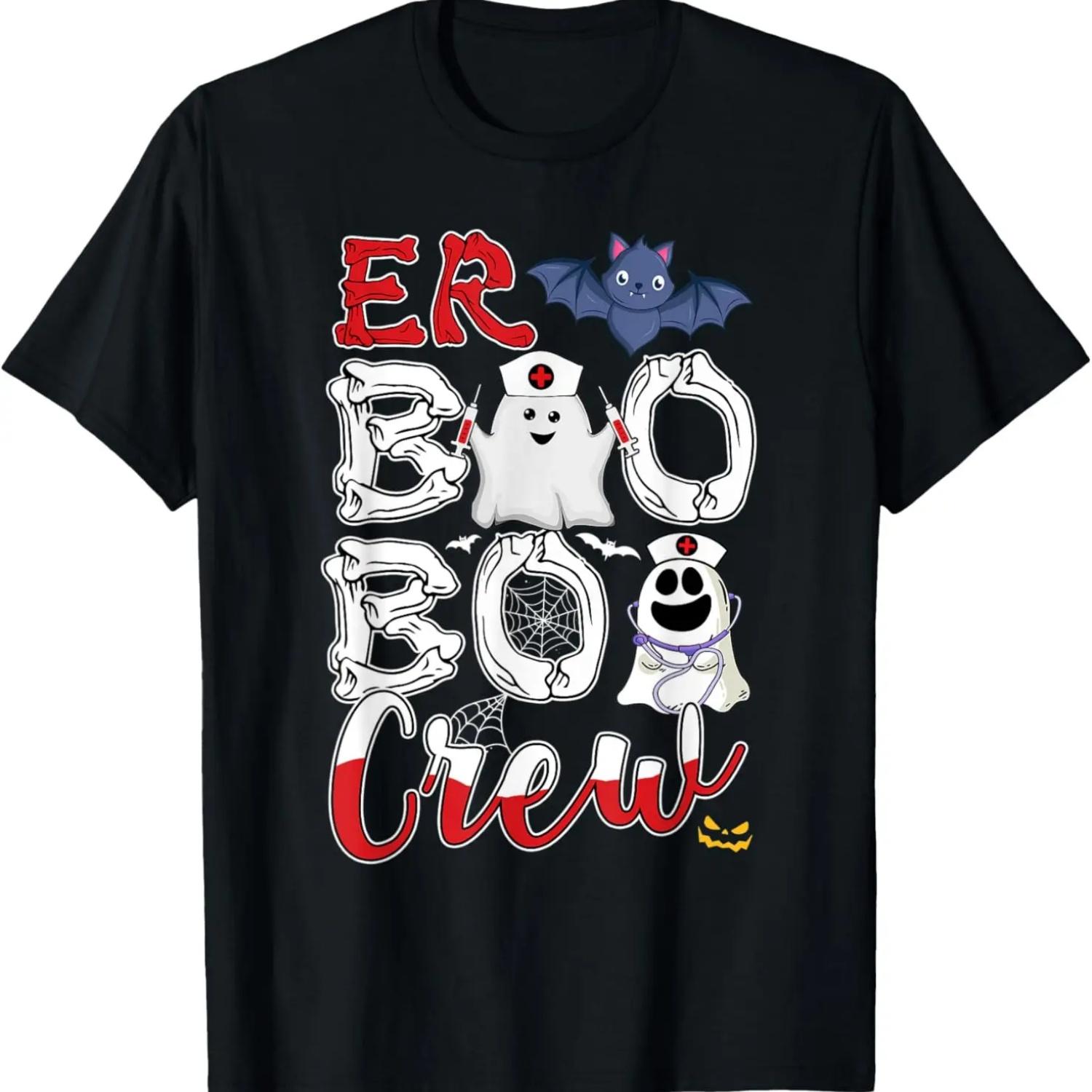 Funny Boo Boo Crew Health Worker Ghost Halloween Costume Day T-Shirt S чёрный