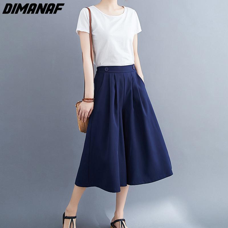 Dimanaf 2023 Summer Shorts Pants Women Elastic Pants Loose Casual Female Basic Trousers Wide Leg Pants Buttons