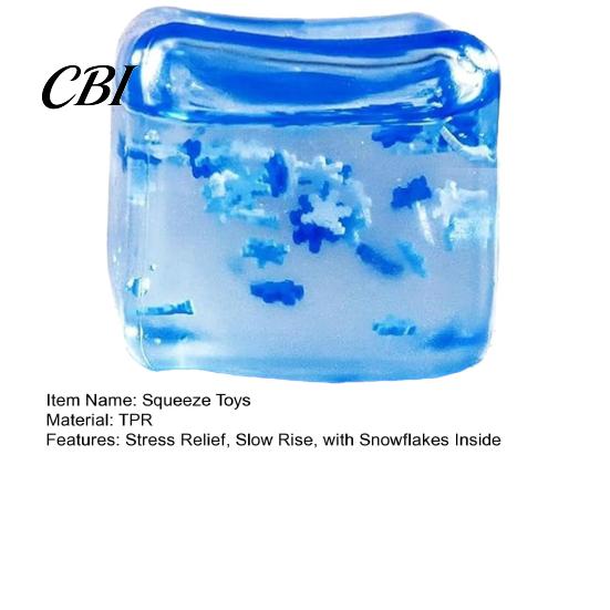 Ice Cube Fidget Toy Stress Balls with Snowflakes Inside, Sensory Squeeze Fidget, Slow Rise Soft for Kids and Adults Anxiety Relief, Birthday
