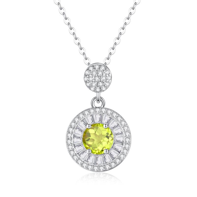 Natural colored treasure spar pendant s925 sterling silver non-fading necklace women's premium design clavicle chain