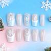 Snowflake Cat Eye Christmas Nails - French Blue & Pink, Detachable Art, 30-Piece High-End Set