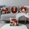 Christmas Cushion Cover Christmas Tree Pattern Snowflake Decorative Pillowcase Santa Claus Cartoon Square Shape