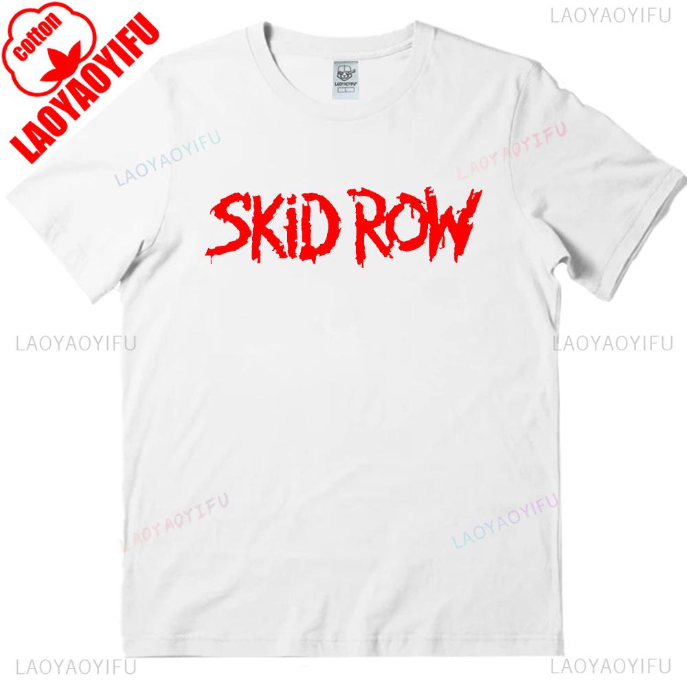 Skid Row Red Logo Black Adult T-Shirt Ropa Hombre Trending Cool Creative Hipster Comfortable Personality High Quality Cotton