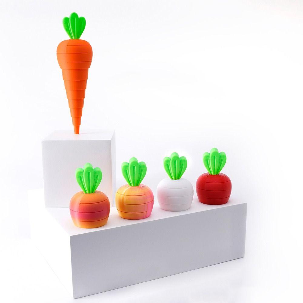 Colorful 3D Printed Scalable Carrot Simulation Plants Fidget Easter Stretchable Ornament Expandable Easter Desktop Decorations