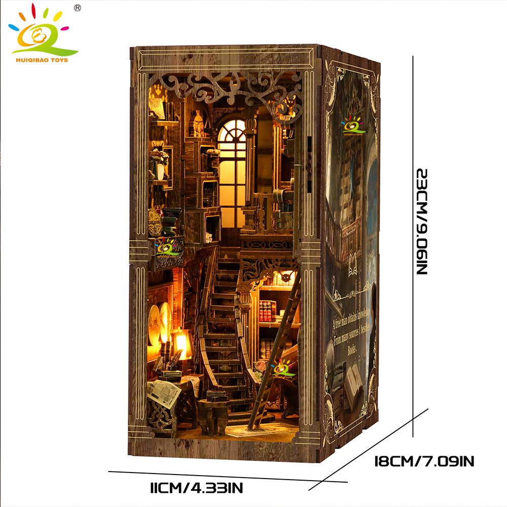 

Non-Toxic Ancient Book Collection Room Diy Desktop Building Scene 3D Vintage Library Puzzle Shelf Insert Decoration Adult Toys