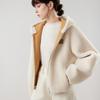 ELLE French Fashion Design Reversible Drop Shoulder Zipper Casual Loose Versatile Long Sleeve Lamb Wool Plush Coat Women outerwear EF53019