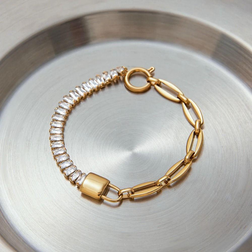 Fashion Cuban Bracelet European and American Hand Chain Chic Charm Bangle  Hand Accessory