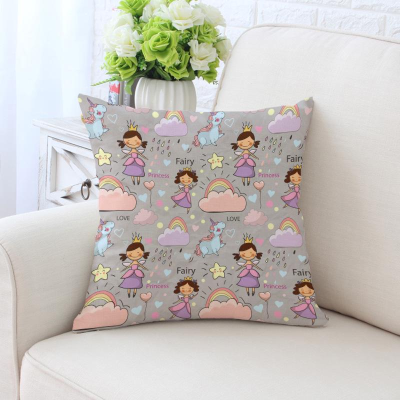 New Unicorn Cushion Cover Hot Polyester Cartoon Unicorn Pillowcase Kids Room Decoration Sofa Couch Throw Pillow Cover Decorative