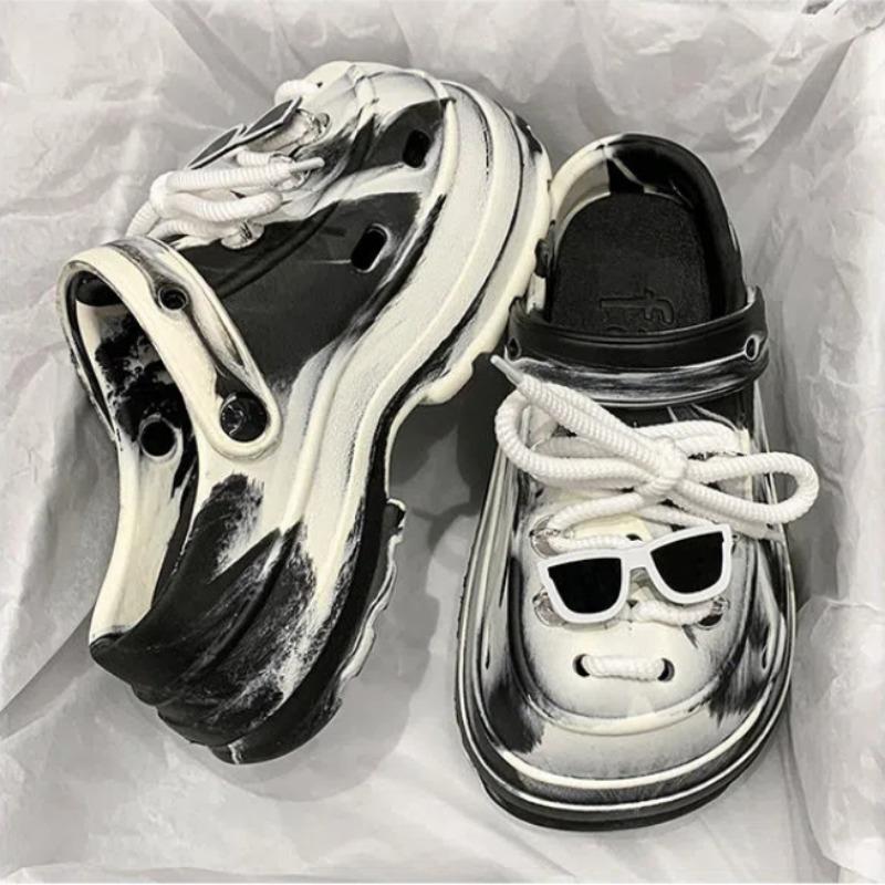 Women's Croc Shoes Thick Sole Increased Anti-Slip Two-Wear Beach Baotou Sandals Summer Baotou Slippers