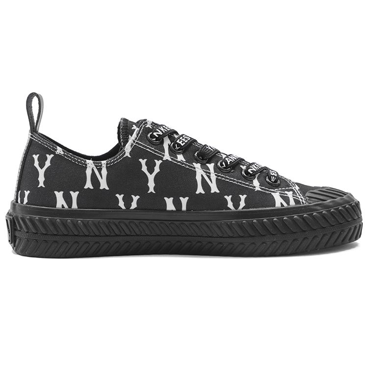MLB Playball Monogram Comfortable Durable Breathable Low-Top Canvas Shoes Unisex sneakers Black 3ACVVM12N-50BKS