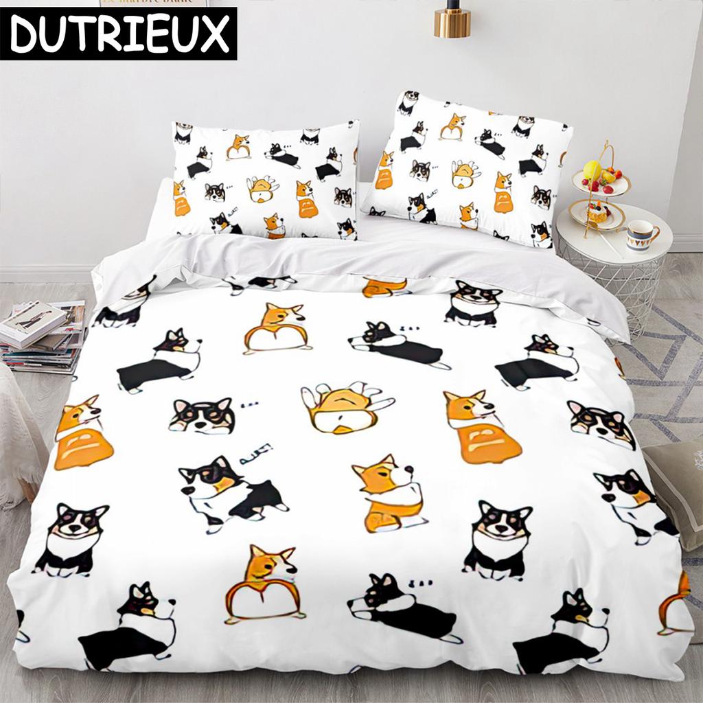 Shiba Inu Dog Bedding Set Animal Dogs Duvet Cover Double King Twin Single Bed Sets For Kids Boys Decor Home Custom Duvet Cover