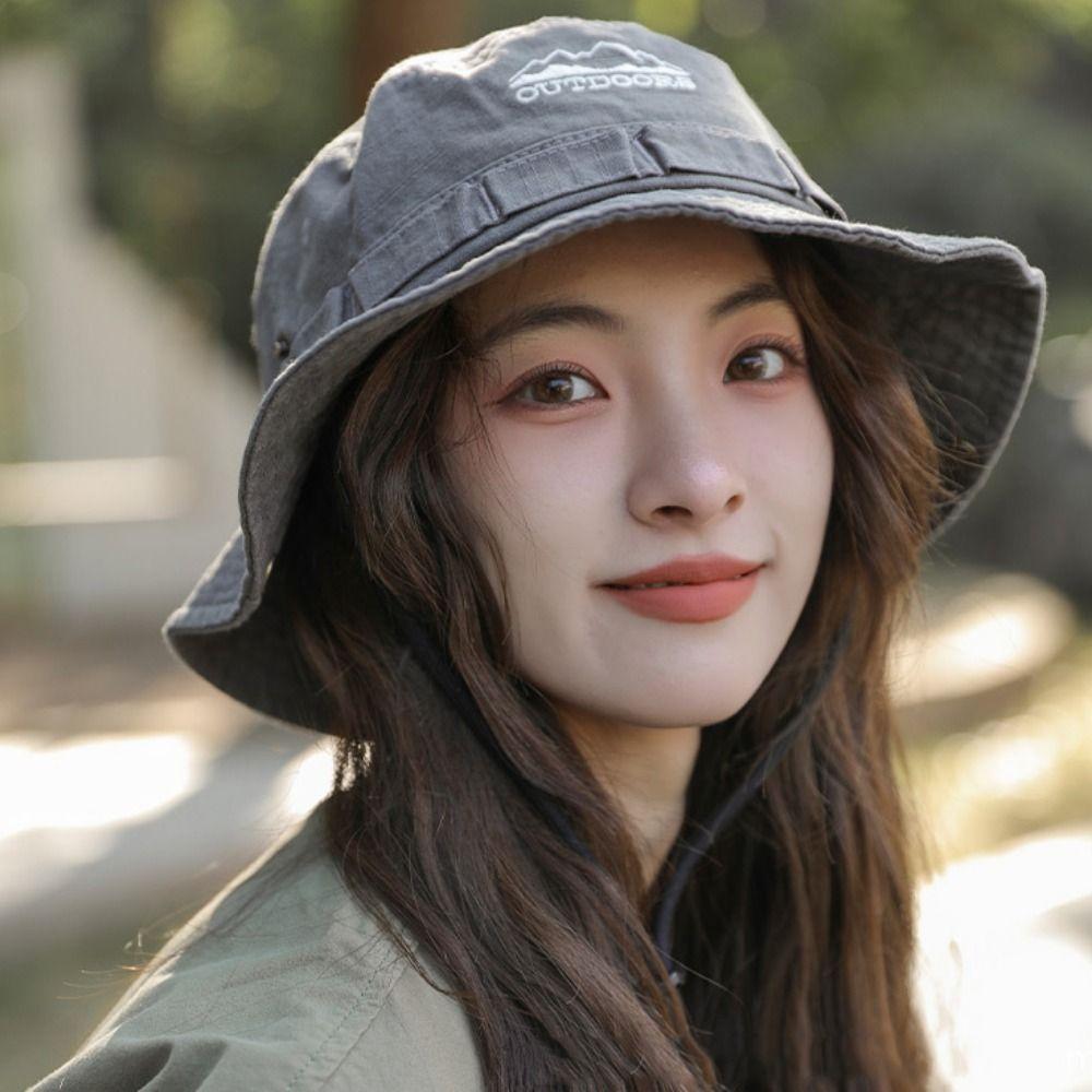 Sunscreen Jeans Fisherman Hat Adjustable Sunscreen Hat Sweet Denim Bucket Hat  Women