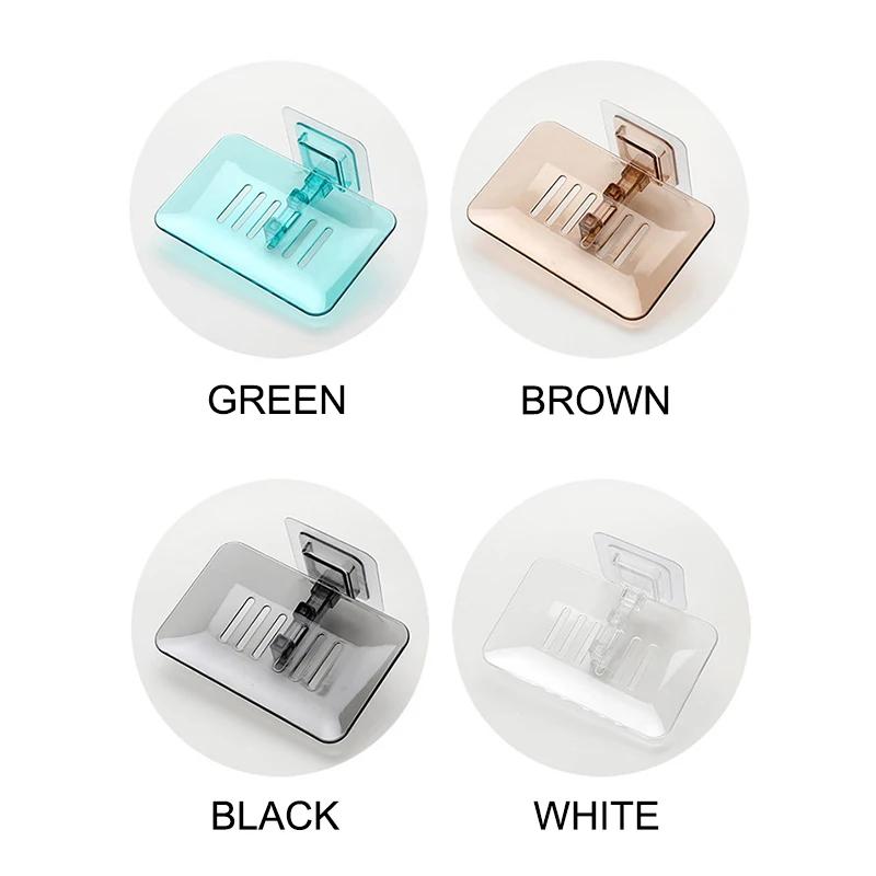 1PC Transparent Drain Soap Holder No Punch Paste Wall Mounted Shower Toilet Suitable For Plastic  Box Cute Soap Dish Superbox