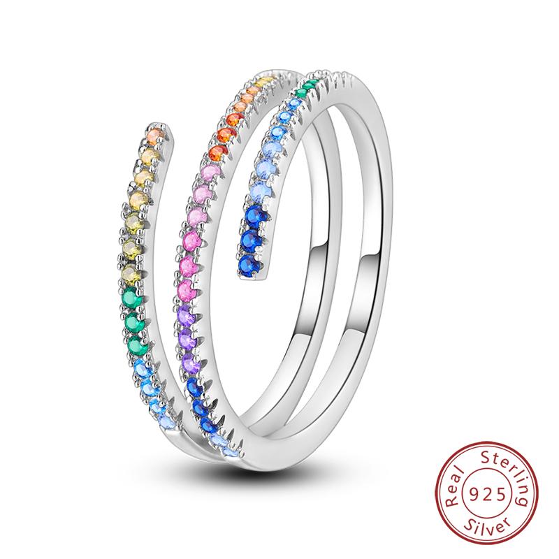 Rings For Women 925 Silver Heart Shaped Cross Crown Rings Sparkling Colorful Zircon Wedding Engagement Jewelry Gifts