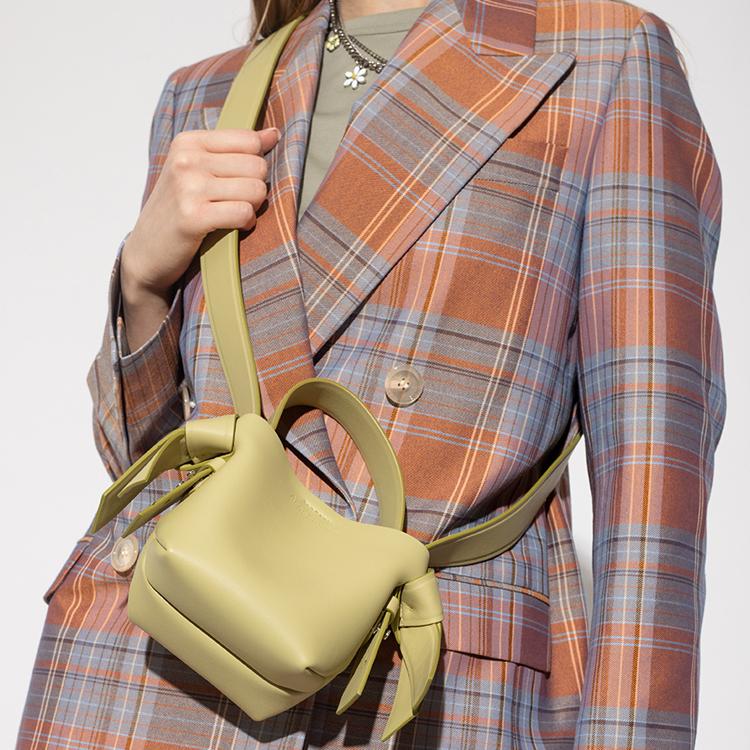 Acne Studios Embossed Logo Snap Closure Leather Shoulder Crossbody Handbag Women Handbags Apple-Green A10095-ABD