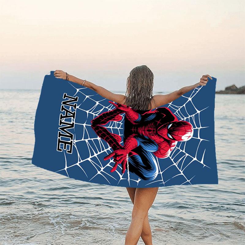 1pc Spider Man3 Beach Towel with Custom Name, Beach/Swimming/Bath/Picnic/Camping Towel, Suitable for Seaside Beaches