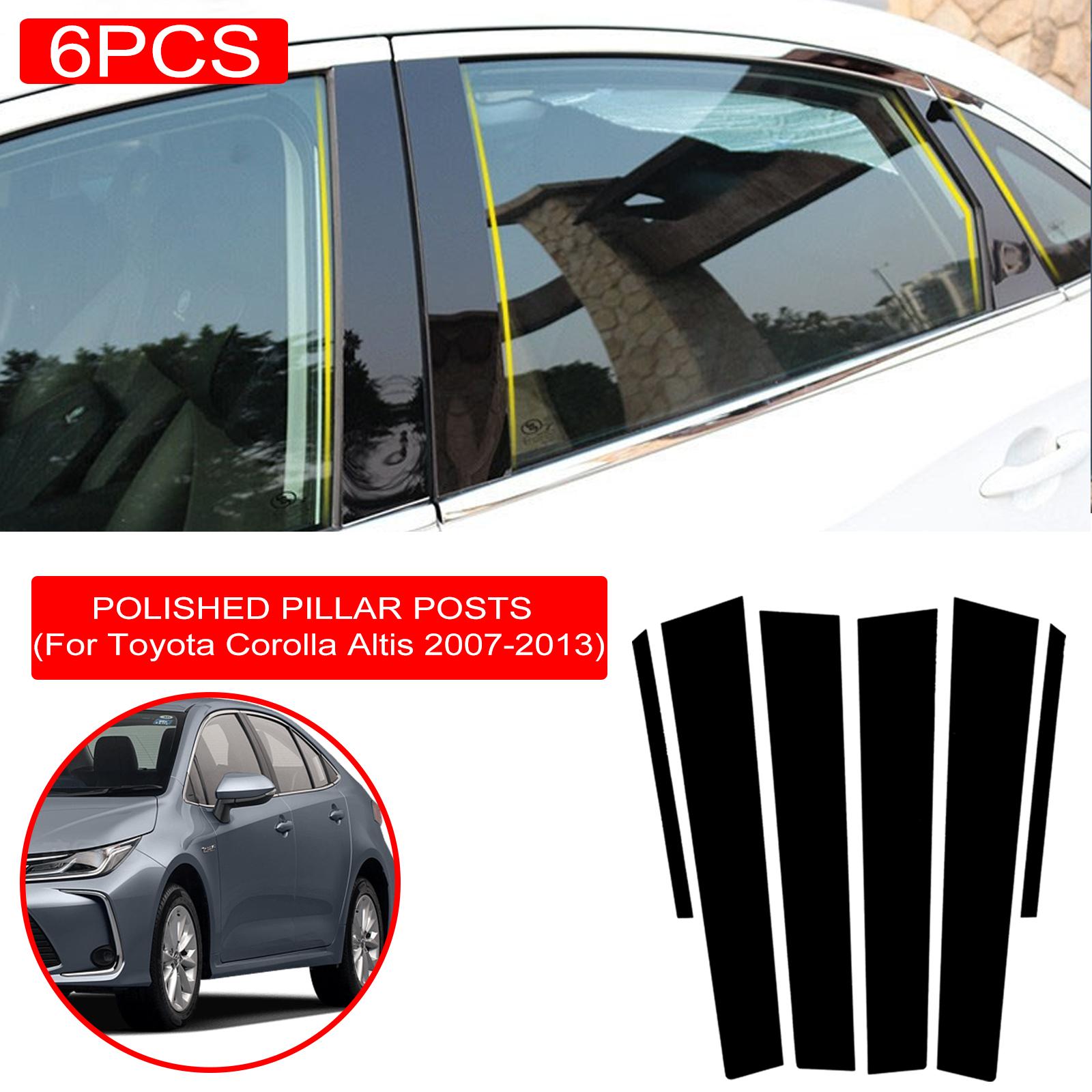 

6 шт. полированные стойки, пригодные для Toyota Corolla Altis 2007-2013, накладка на окно, аксессуары для колонны BC, блестящая наклейка