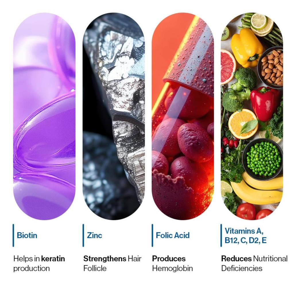 Be Bodywise Biotine Haargummies voor Sterker, Glanzender Haar & Nagels | 120 Dagen Navulpak | Met Biotine, Zink, Foliumzuur, Vezels & Multivitaminen | S