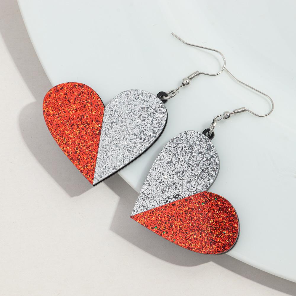 New Valentine's Day Heart Acrylic Earring for Women Creative Gold Powder Dual Color Love-Shape Drop Earrings Trendy Jewelry Gift