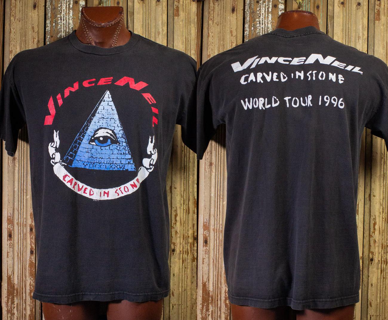 Vintage Vince Neil Carved In Stone Concert T Shirt 1996 Black S