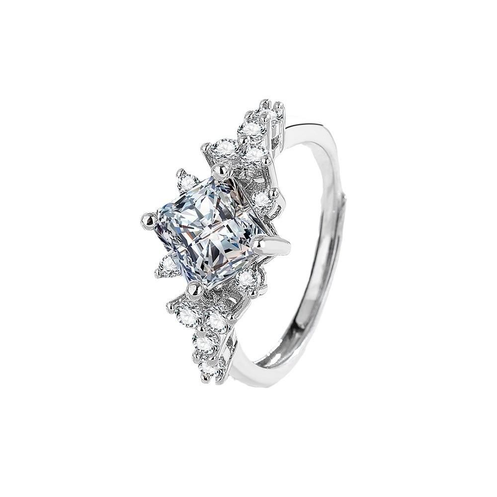 Light Luxury Premium 925 Sterling Silver Square Zircon Elegant Fashion Ladies Ring Banquet Anniversary JewelryGood product