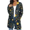 Women's Fashion Casual Retro Floral Print Mid-Length Cardigan Jacket