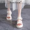 Lässige Sandalen für Damen, atmungsaktive Sandalen mit freiliegenden Zehen, leichte, weiche Klettschuhe mit dicker Sohle, die die Körpergröße erhöhen