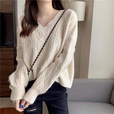 Twist Sweater Women's Loose Pullover Autumn and Winter Wear Casual Versatile Bottoming Knitted Sweater Top Women