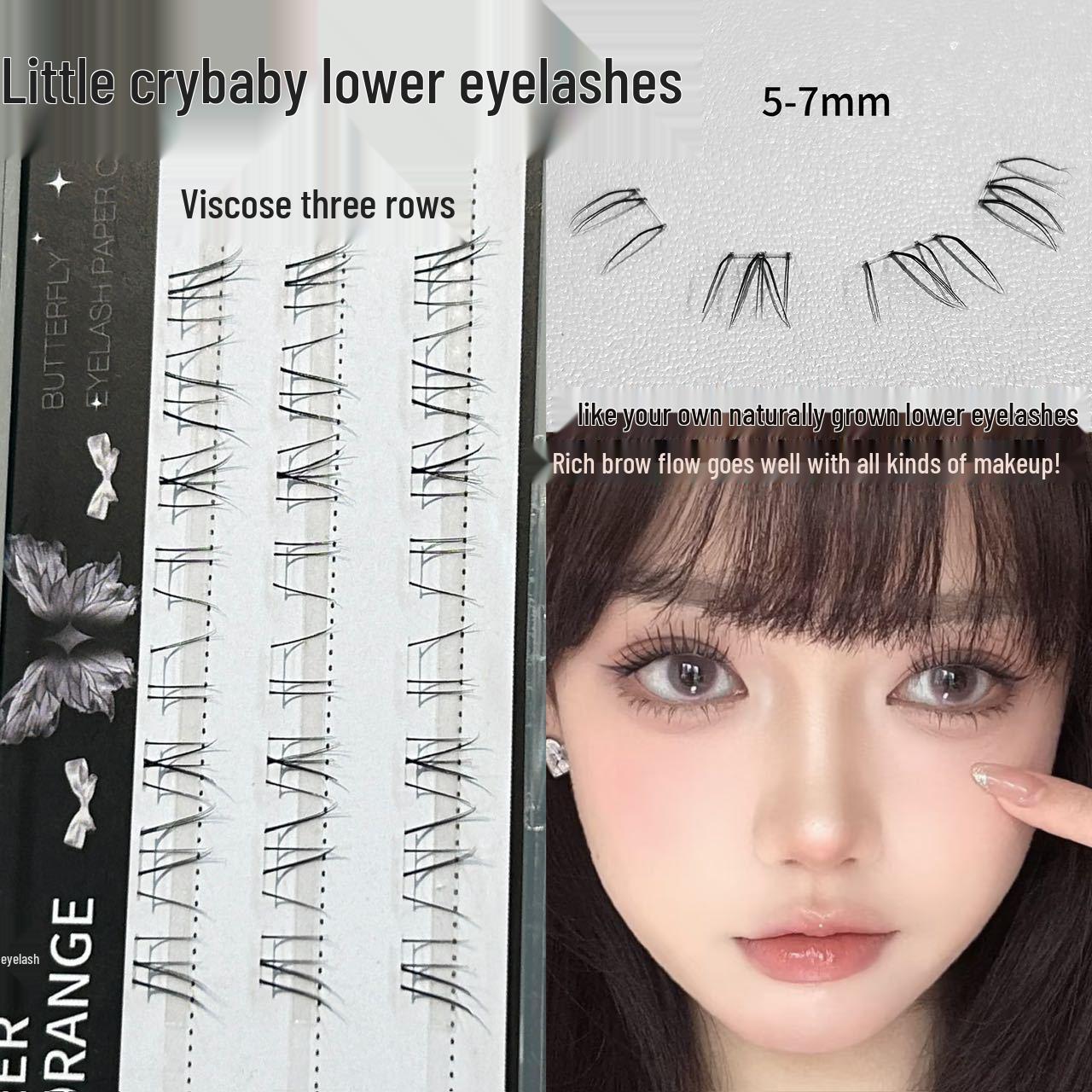

HERORANGE Crybaby Glue-Free Lower Lashes: Root-by-Root Clear Band with Natural Effect, No Removal Needed.