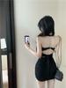 Celebrity chain neck strap evening dress suspender skirt women's summer pure desire sexy backless waist dress