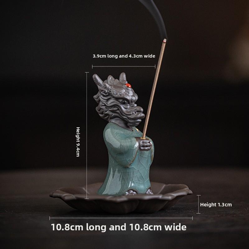 Mini Ceramic Dragon Incense Holder Burner for Tea Ceremony Meditation Zen Desk Decor Line Stick Fragrance Plug Stand Gift