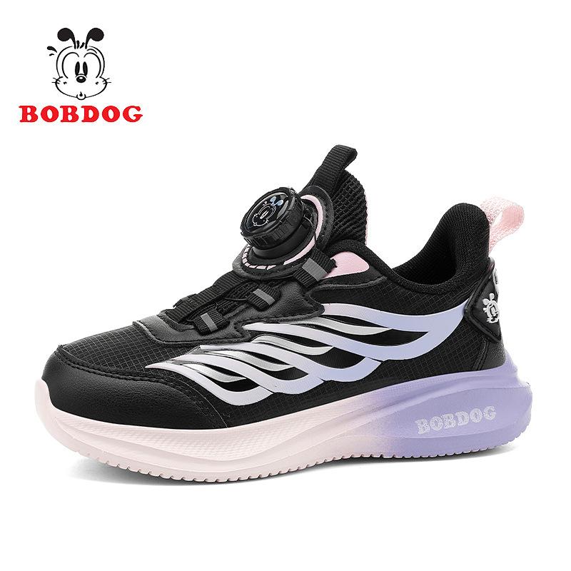 Babu Bean classmate girls shoes 2025 new autumn and winter leather waterproof girls rotating buckle children's sports shoes